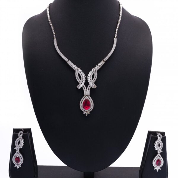 Pure Silver Red Stone Necklace